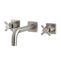 Thumbnail for Kingston Brass KS6128DX Concord Two-Handle Wall Mount Bathroom Faucet, Brushed Nickel - BNGBath