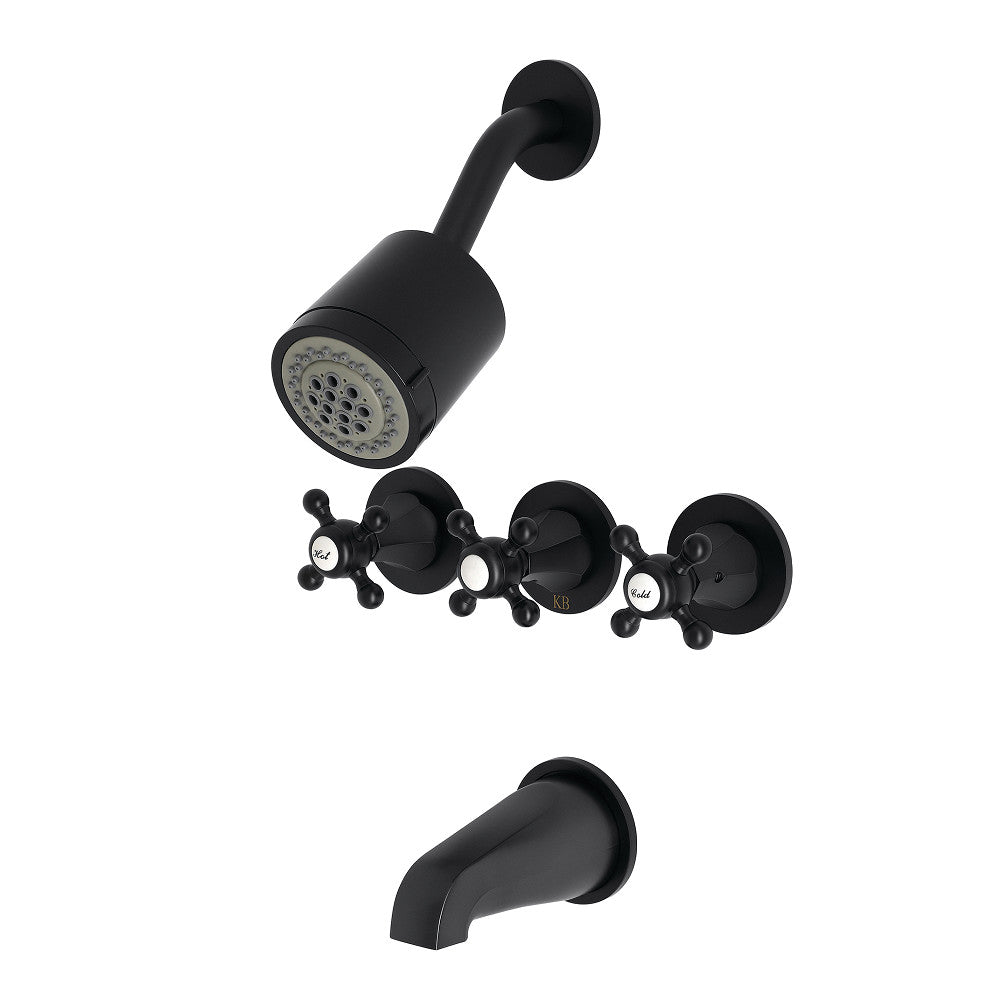 Kingston Brass KBX8130BX Metropolitan Three-Handle Tub and Shower Faucet, Matte Black - BNGBath