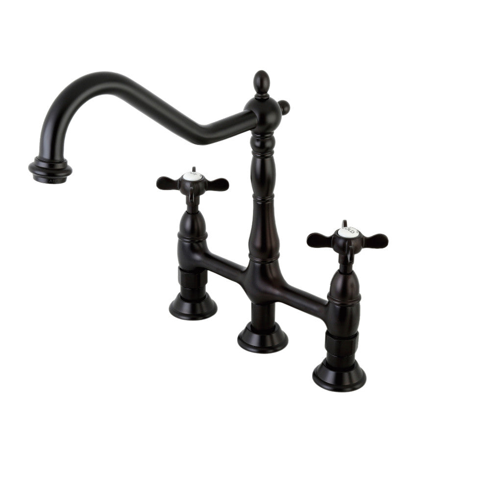 Kingston Brass KS1275BEXBS Essex Bridge Kitchen Faucet with Brass Sprayer, Oil Rubbed Bronze - BNGBath