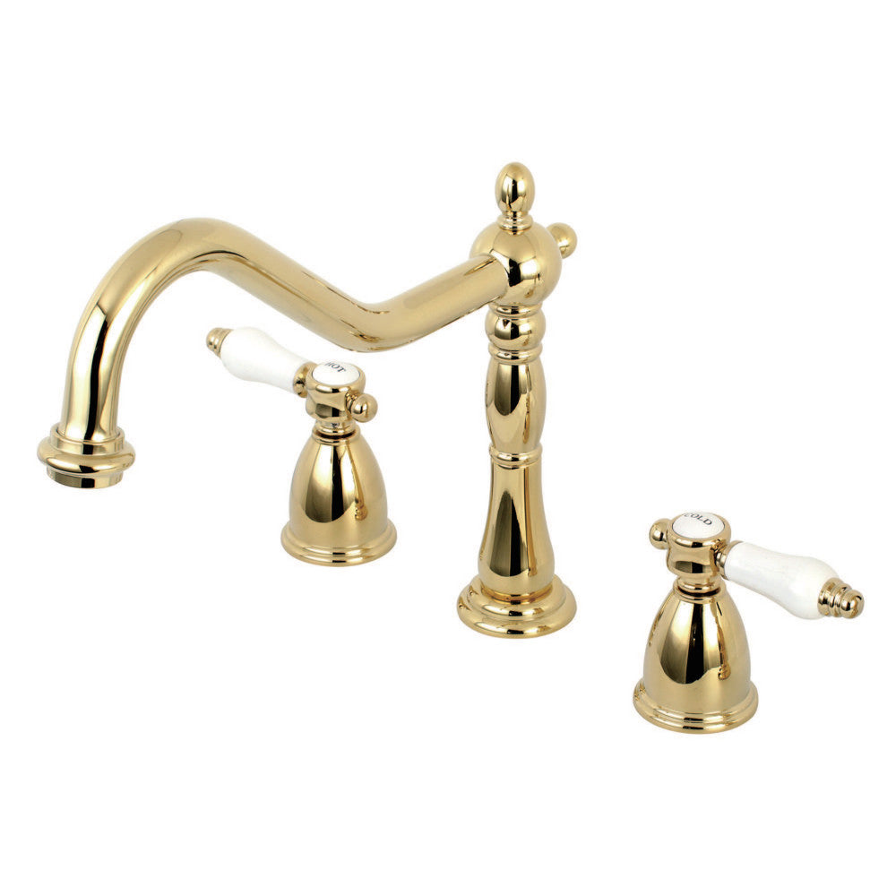 Kingston Brass KB1792BPLLS Widespread Kitchen Faucet, Polished Brass - BNGBath