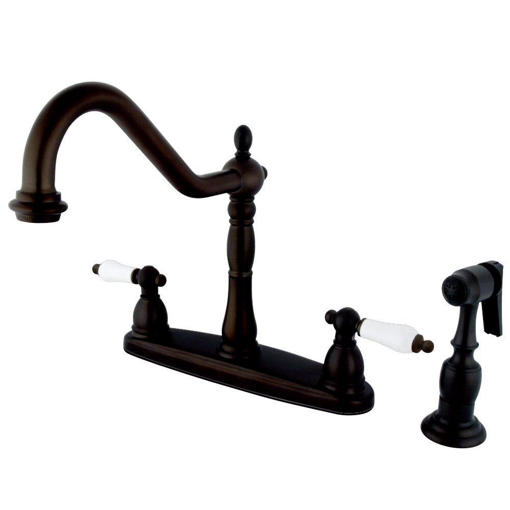 Kingston Brass KB1755PLBS Heritage Centerset Kitchen Faucet, Oil Rubbed Bronze - BNGBath