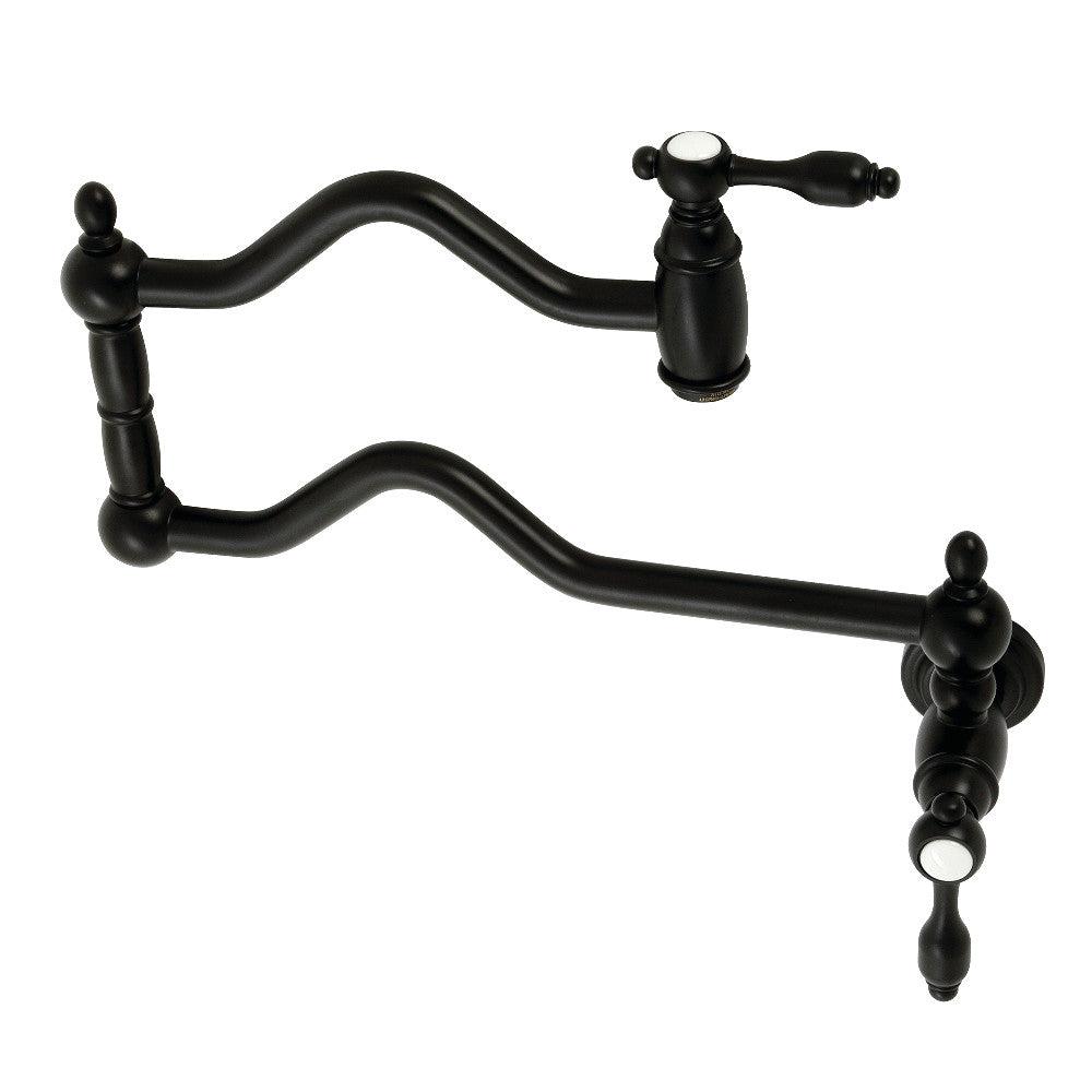 Kingston Brass KS2100TAL Tudor Wall Mount Pot Filler, Matte Black - BNGBath