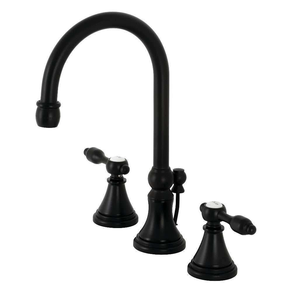 Kingston Brass KS2980TAL Tudor Widespread Bathroom Faucet with Brass Pop-Up, Matte Black - BNGBath