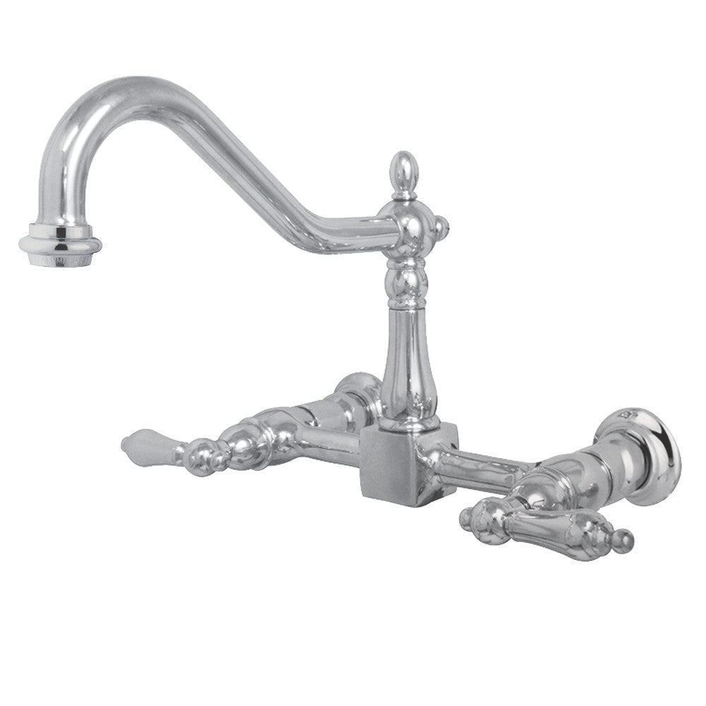 Kingston Brass KS1241AL Heritage Two-Handle Wall Mount Bridge Kitchen Faucet, Polished Chrome - BNGBath