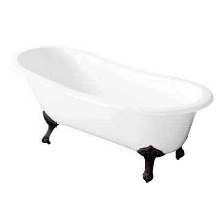 57-Inch Cast Iron Single Slipper Clawfoot Tub (No Faucet Drillings) - BNGBath