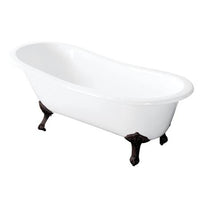 Thumbnail for 57-Inch Cast Iron Single Slipper Clawfoot Tub (No Faucet Drillings) - BNGBath