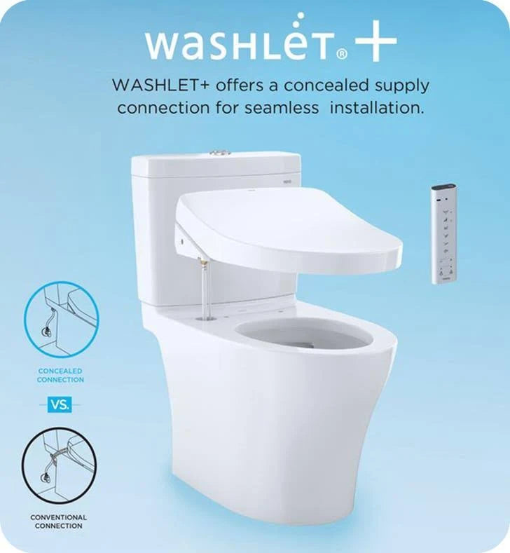 TOTO WASHLET+  Supreme II One-Piece Elongated 1.28 GPF Toilet and WASHLET C5 Bidet Seat - MW6343084CEFG#01 - BNGBath