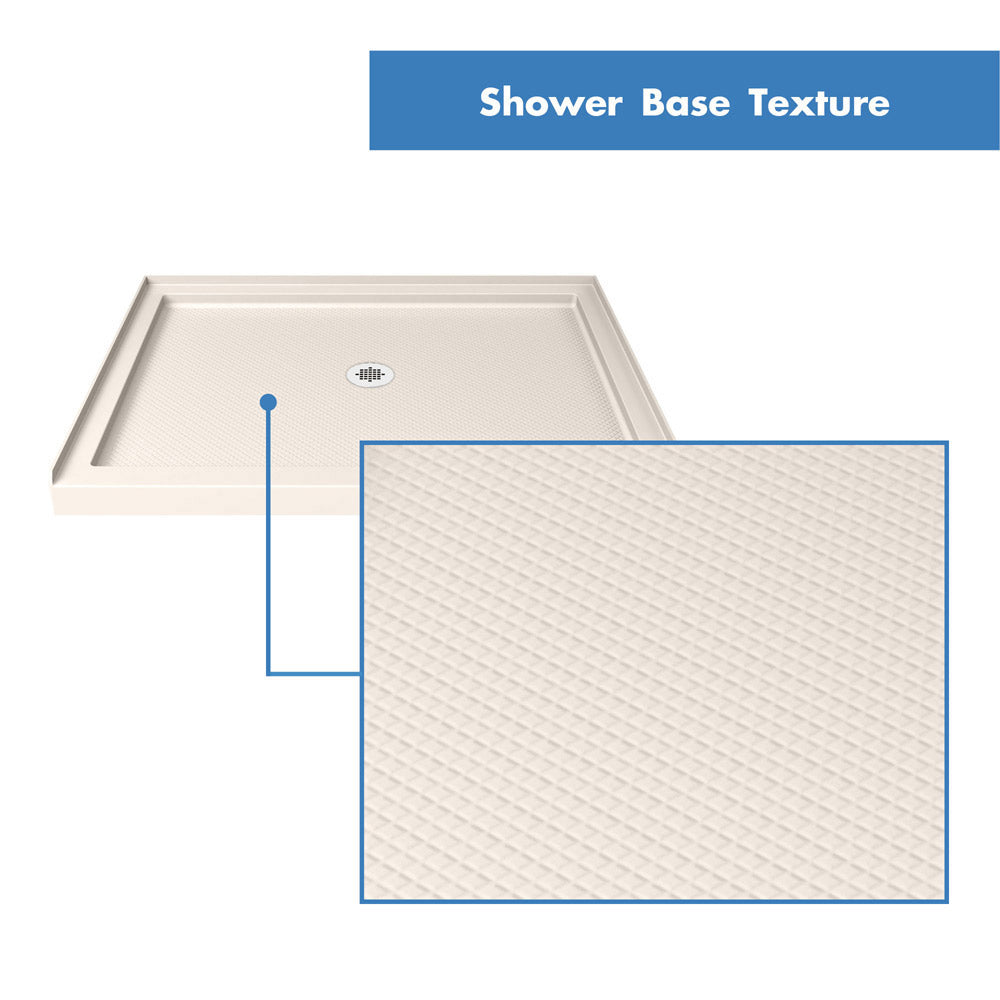 DreamLine Flex 36 in. D x 48 in. W x 74 3/4 in. H Semi-Frameless Pivot Shower Door and SlimLine Shower Base Kit - BNGBath