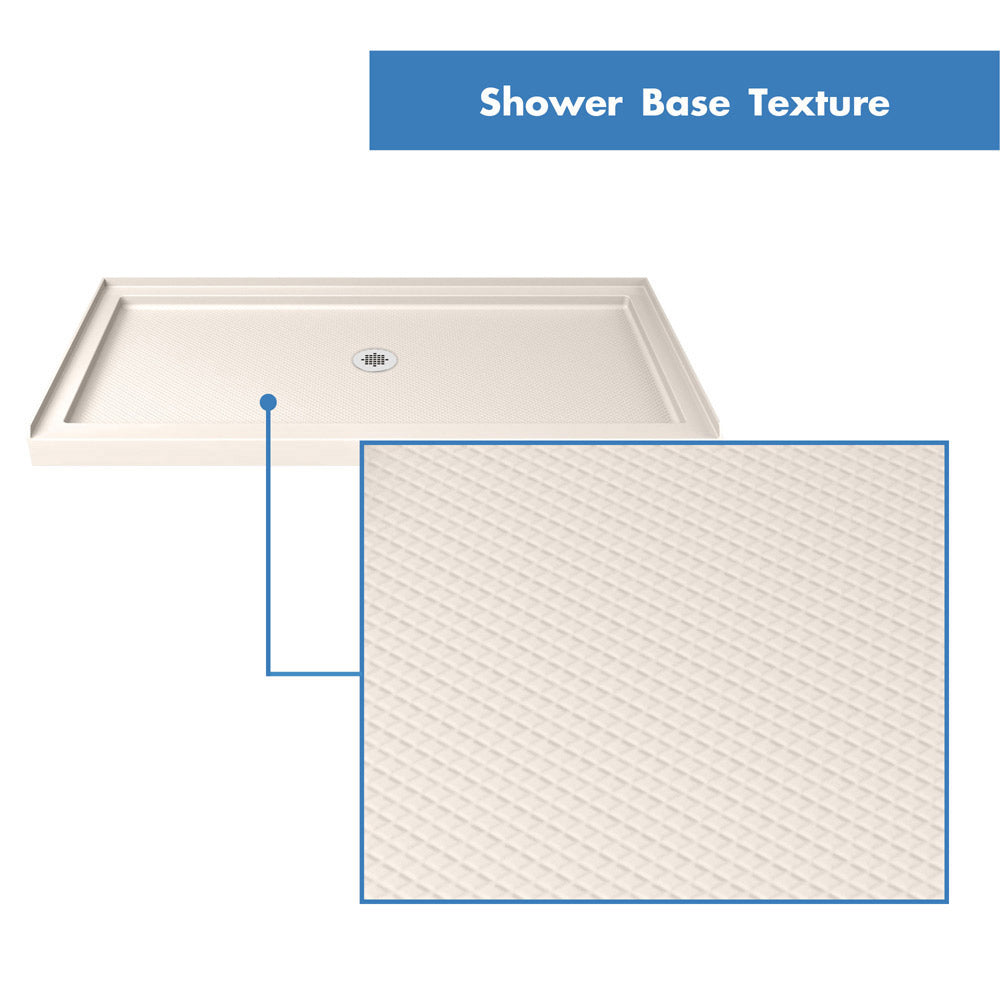 DreamLine Charisma 36 in. D x 60 in. W x 78 3/4 in. H Frameless Bypass Sliding Shower Door and SlimLine Shower Base Kit - BNGBath