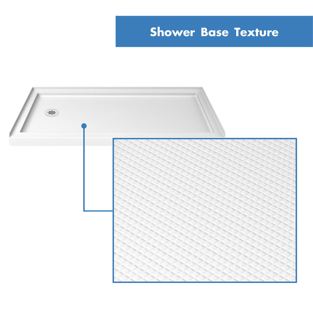 DreamLine 32 in. D x 60 in. W x 75 5/8 in. H SlimLine Single Threshold Shower Base and QWALL-3 Acrylic Backwall Kit - BNGBath