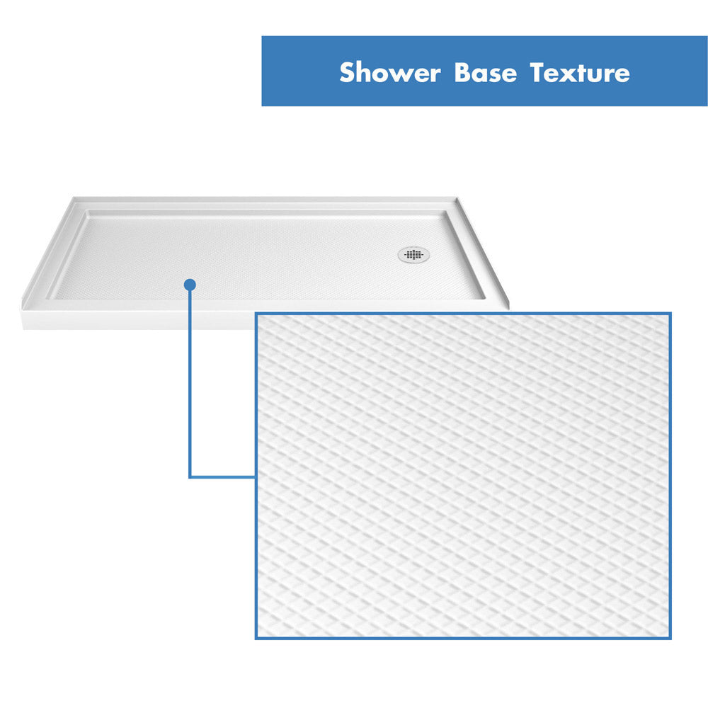 DreamLine 36 in. D x 60 in. W x 76 3/4 in. H SlimLine Single Threshold Shower Base and QWALL-5 Acrylic Backwall Kit - BNGBath