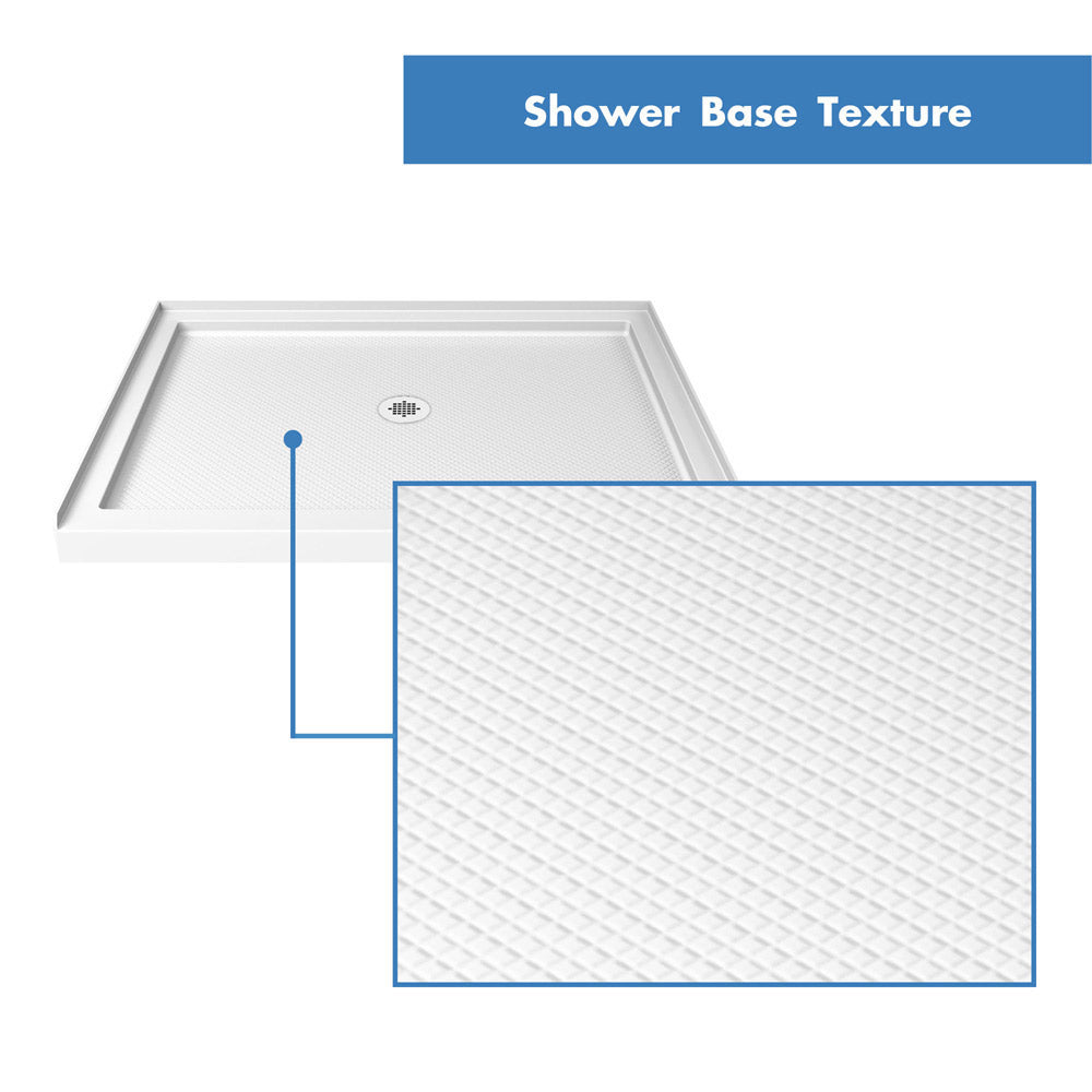 DreamLine 32 in. D x 48 in. W x 76 3/4 in. H SlimLine Single Threshold Shower Base and QWALL-5 Acrylic Backwall Kit - BNGBath