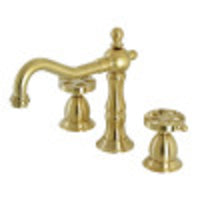 Thumbnail for Kingston Brass KS1977RX Belknap Widespread Bathroom Faucet with Brass Pop-Up, Brushed Brass - BNGBath