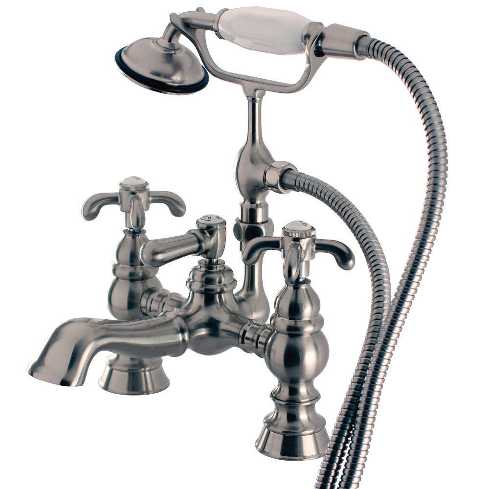 Kingston Brass CC1158T8 Vintage 7-Inch Deck Mount Tub Faucet with Hand Shower, Brushed Nickel - BNGBath