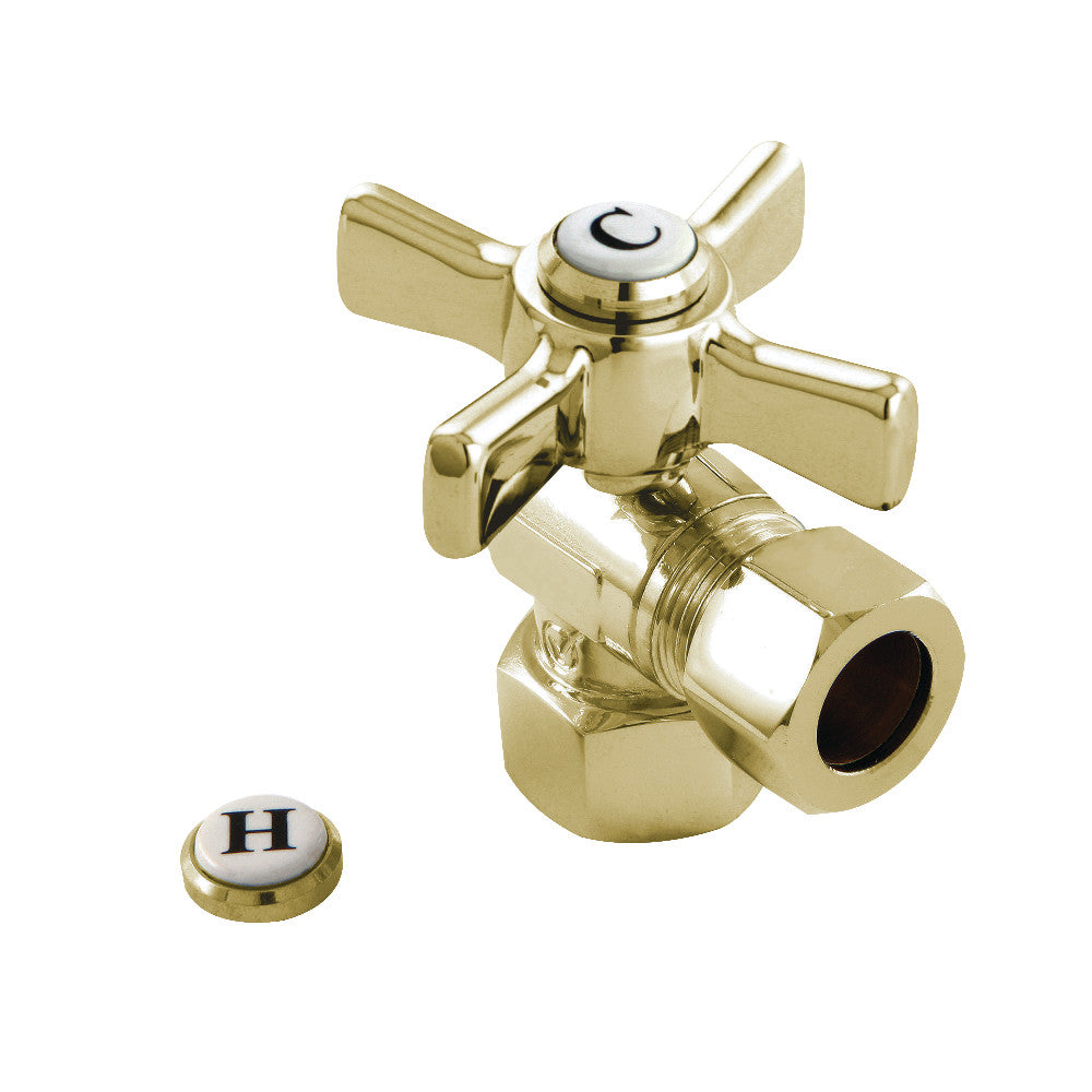 Kingston Brass CC44402ZX 1/2" FIP X 1/2" OD Comp Angle Stop Valve, Polished Brass - BNGBath