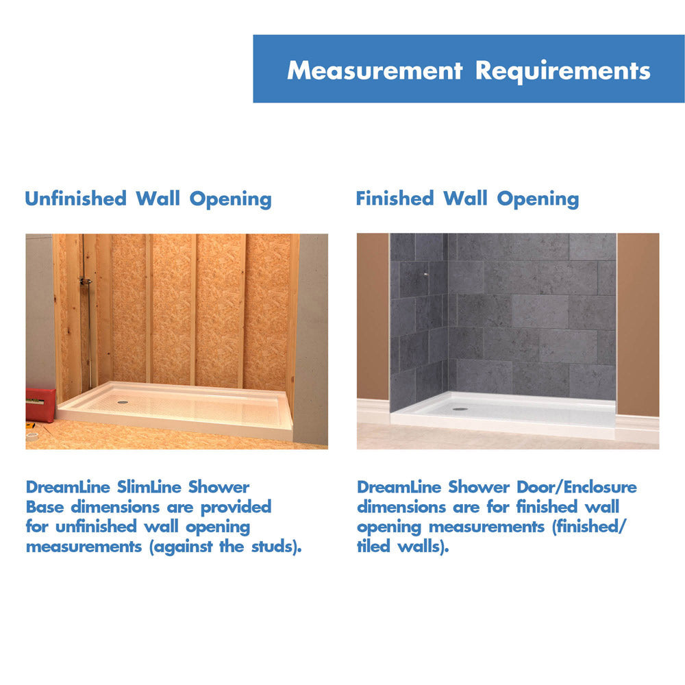 DreamLine 36 in. D x 60 in. W x 76 3/4 in. H SlimLine Single Threshold Shower Base and QWALL-5 Acrylic Backwall Kit - BNGBath