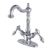 Thumbnail for Kingston Brass KS1431TAL Tudor Two-Handle Bathroom Faucet with Brass Pop-Up and Cover Plate, Polished Chrome - BNGBath