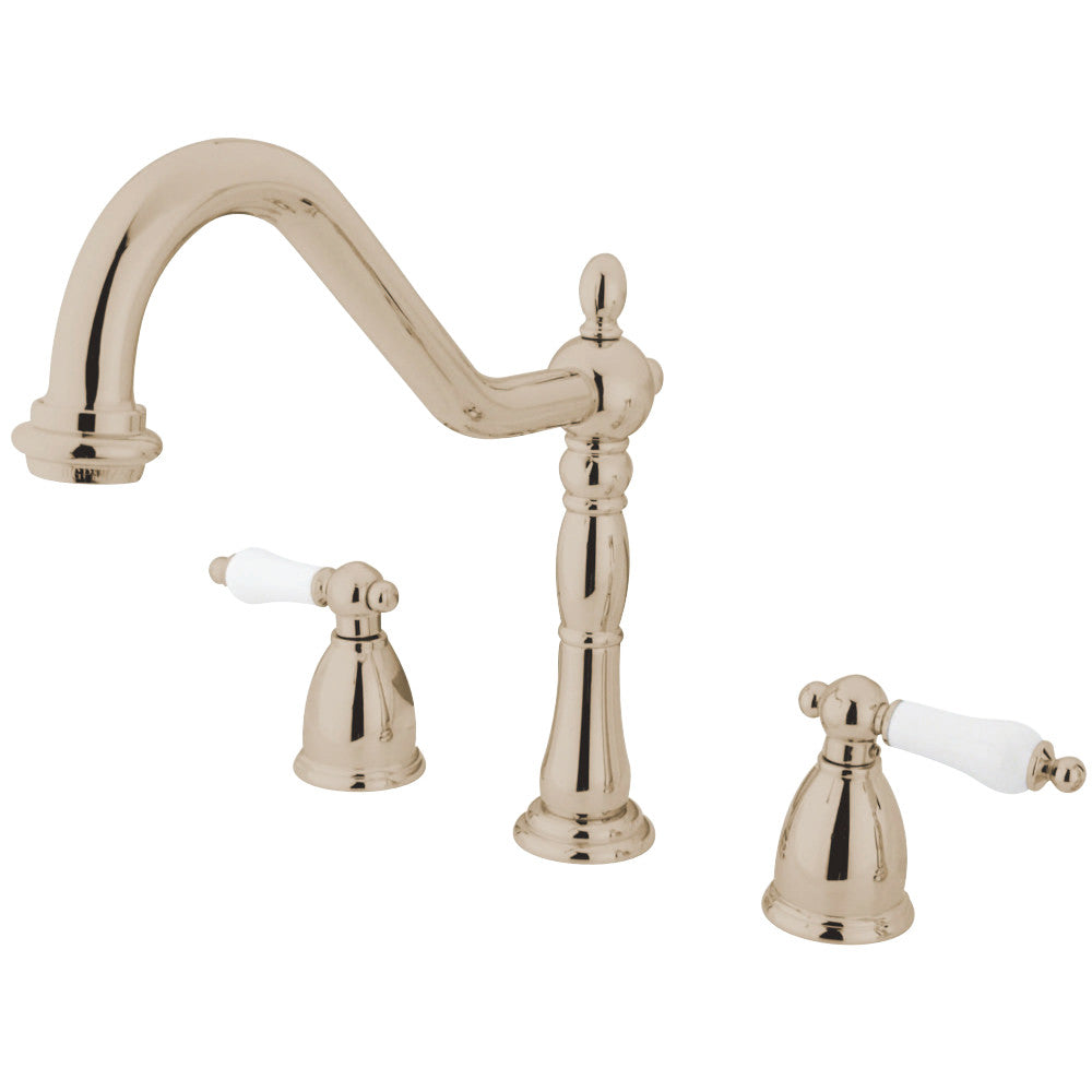 Kingston Brass KB1796PLLS Widespread Kitchen Faucet, Polished Nickel - BNGBath