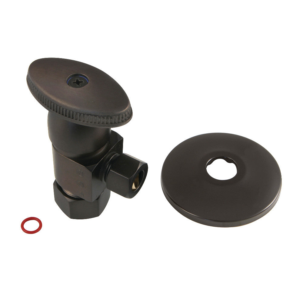 Kingston Brass CD53305VAK 5/8"O.D x 3/8" O.D Anti-Seize Deluxe Quarter Turn Ceramic Hardisc Cartridge Angle Stop with Flange, Oil Rubbed Bronze - BNGBath