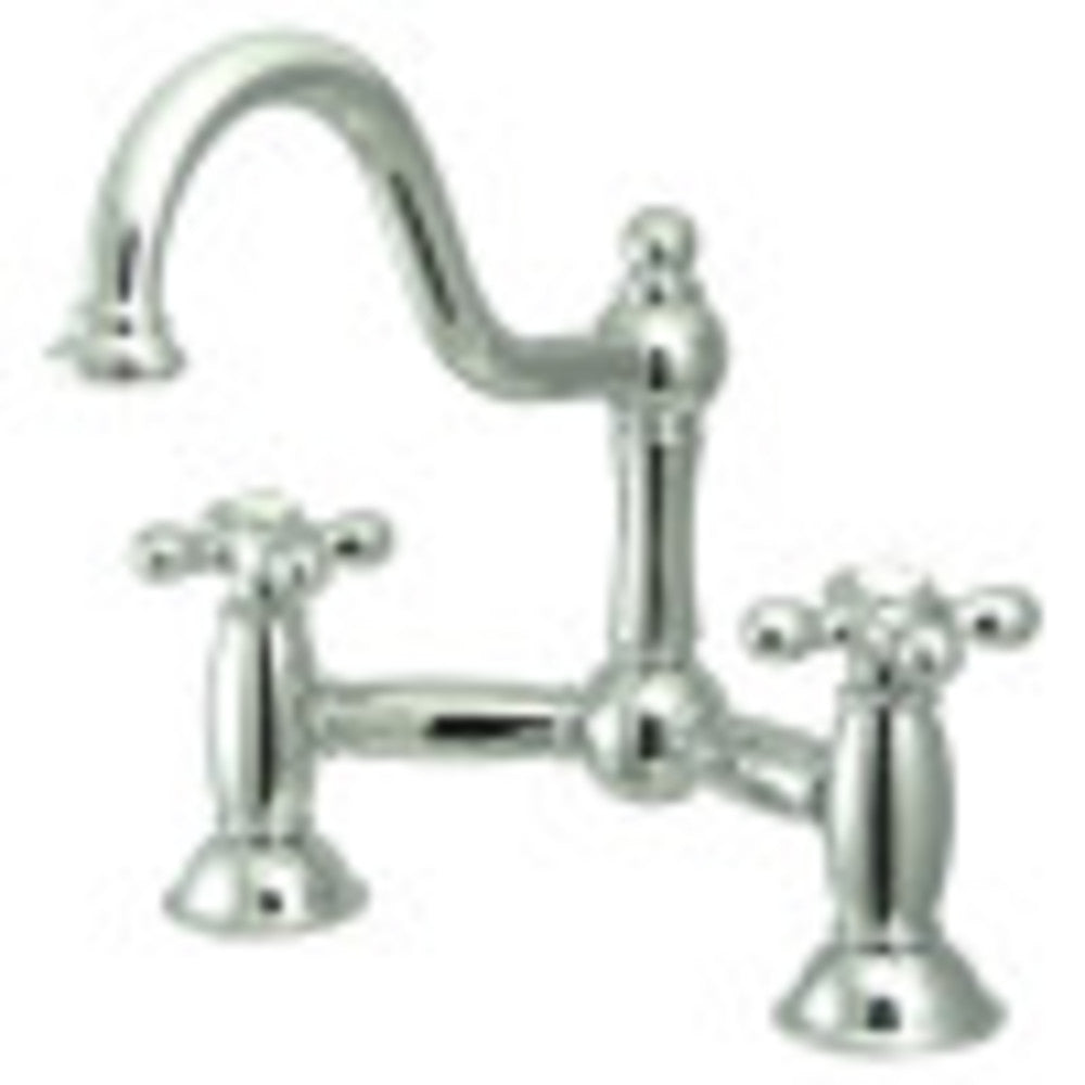 Kingston Brass KS3911AX Restoration Bathroom Bridge Faucet, Polished Chrome - BNGBath