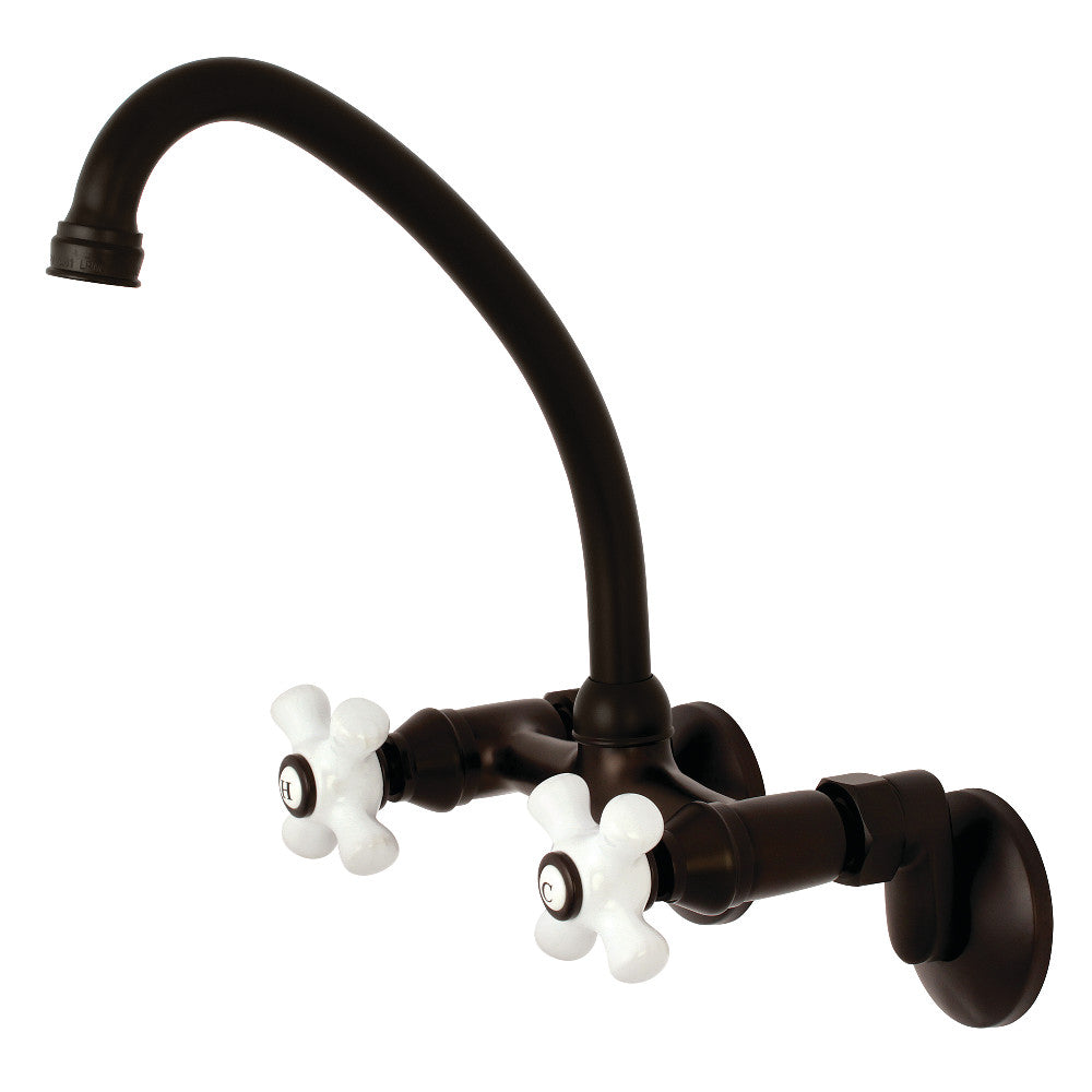 Kingston Brass KS614ORB Kingston Two Handle Wall Mount Bathroom Faucet, Oil Rubbed Bronze - BNGBath