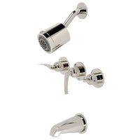 Thumbnail for Kingston Brass KBX8136EFL Centurion Three-Handle Tub and Shower Faucet, Polished Nickel - BNGBath