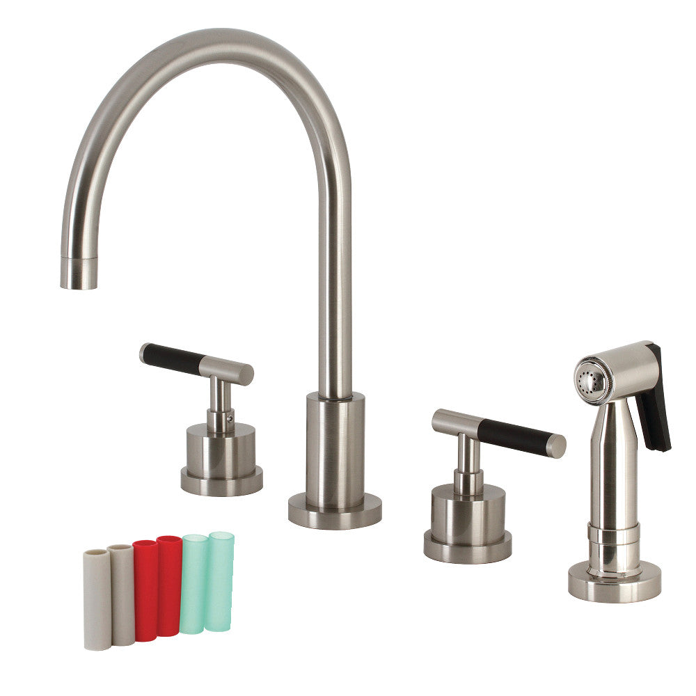 Kingston Brass KS8728CKLBS Kaiser Widespread Kitchen Faucet with Brass Sprayer, Brushed Nickel - BNGBath