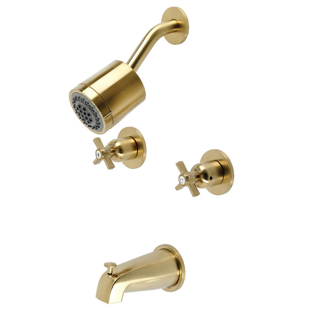 Kingston Brass KBX8147ZX Millennium Two-Handle Tub and Shower Faucet, Brushed Brass - BNGBath