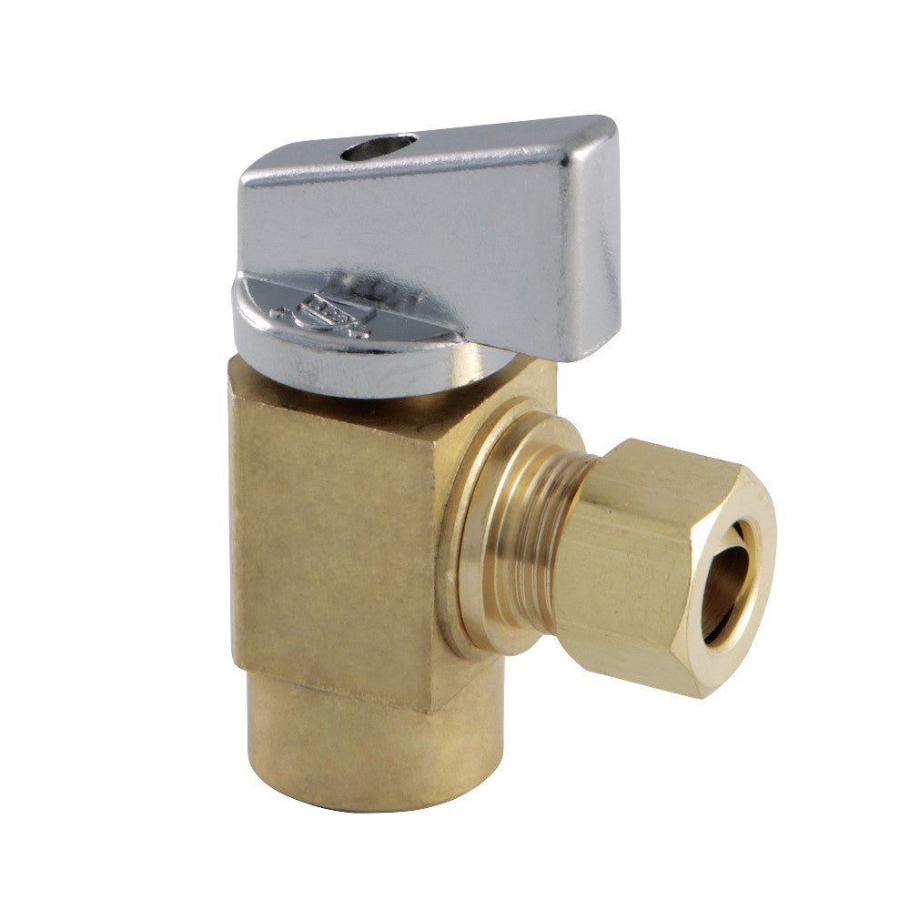 Kingston Brass KF33104CTL 3/8" IPS x 3/8" O.D Comp Quarter Turn Angle Stop Valve, Raw Brass - BNGBath