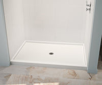 Thumbnail for 42 x 60 Swanstone Alcove Shower Pan with Center Drain in White - BNGBath