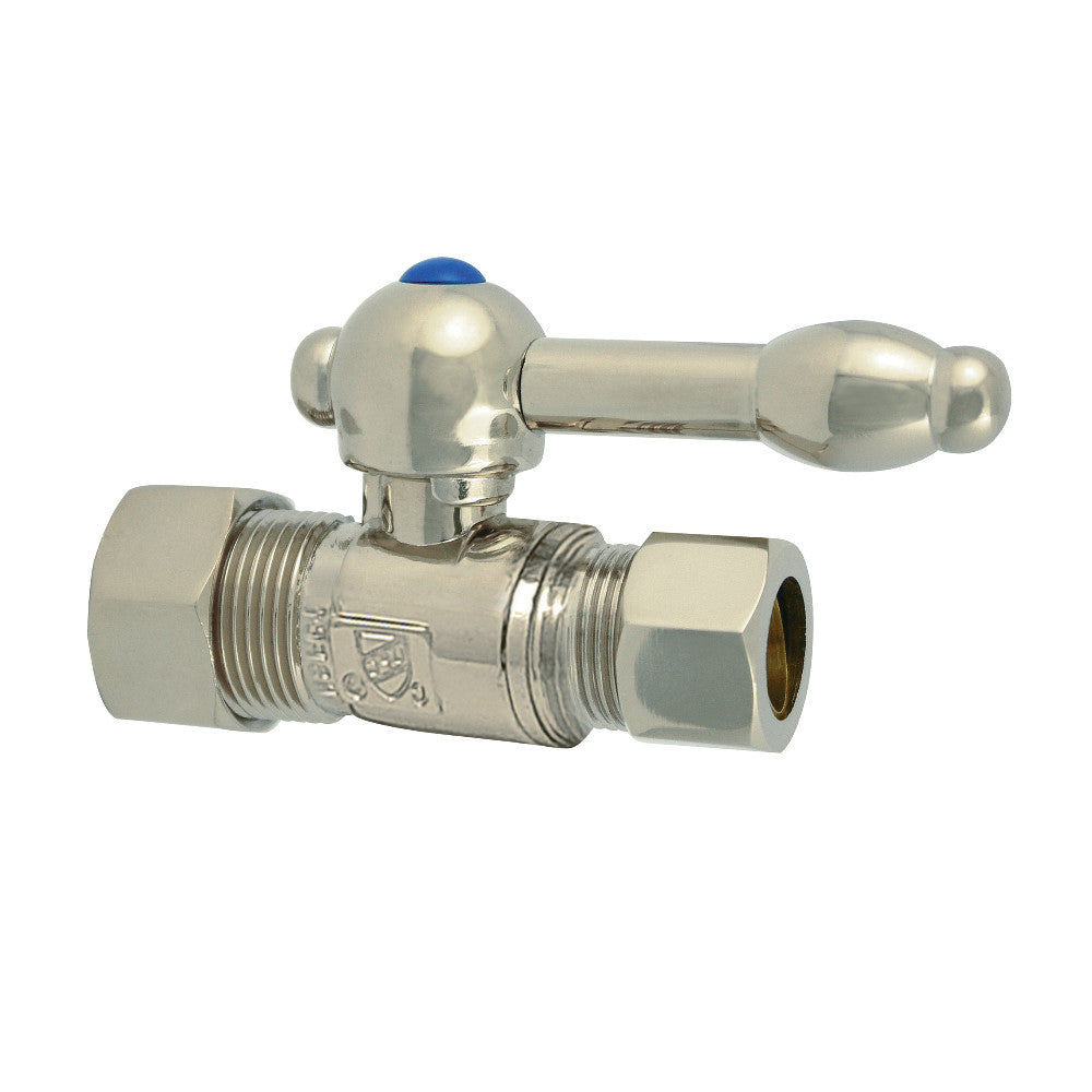 Kingston Brass CC44458KL 5/8" OD Comp X 1/2" OD Comp Straight Shut-Off Valve, Brushed Nickel - BNGBath