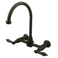 Thumbnail for Kingston Brass KS1295AL Restoration Wall Mount Bridge Kitchen Faucet, Oil Rubbed Bronze - BNGBath