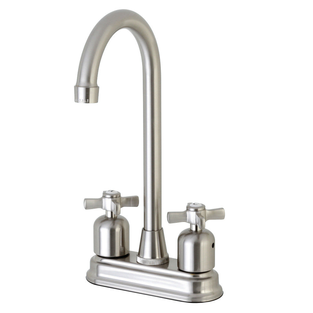 Kingston Brass Millennium FB498ZX 4" Centerset High-Arch Spout Bar Faucet, Brushed Nickel - BNGBath