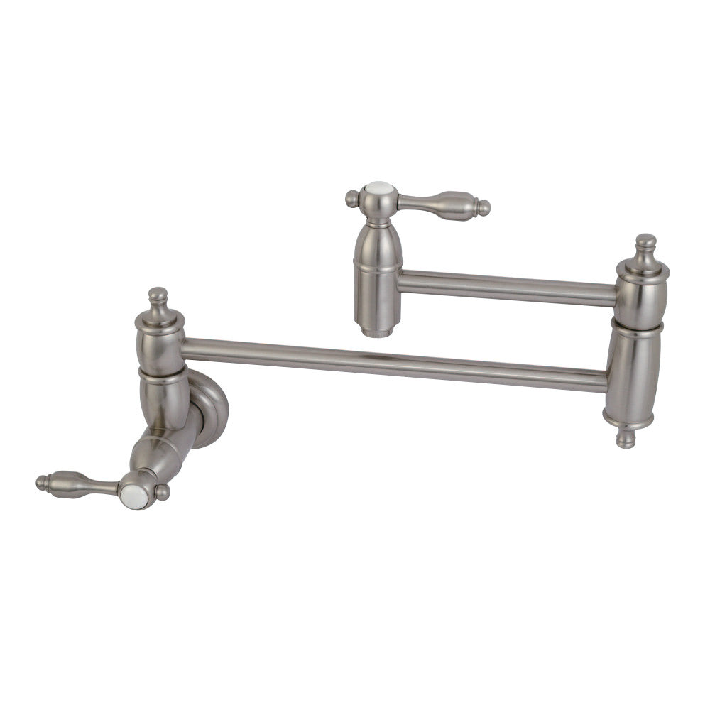 Kingston Brass KS3108TAL Tudor Wall Mount Pot Filler Kitchen Faucet, Brushed Nickel - BNGBath