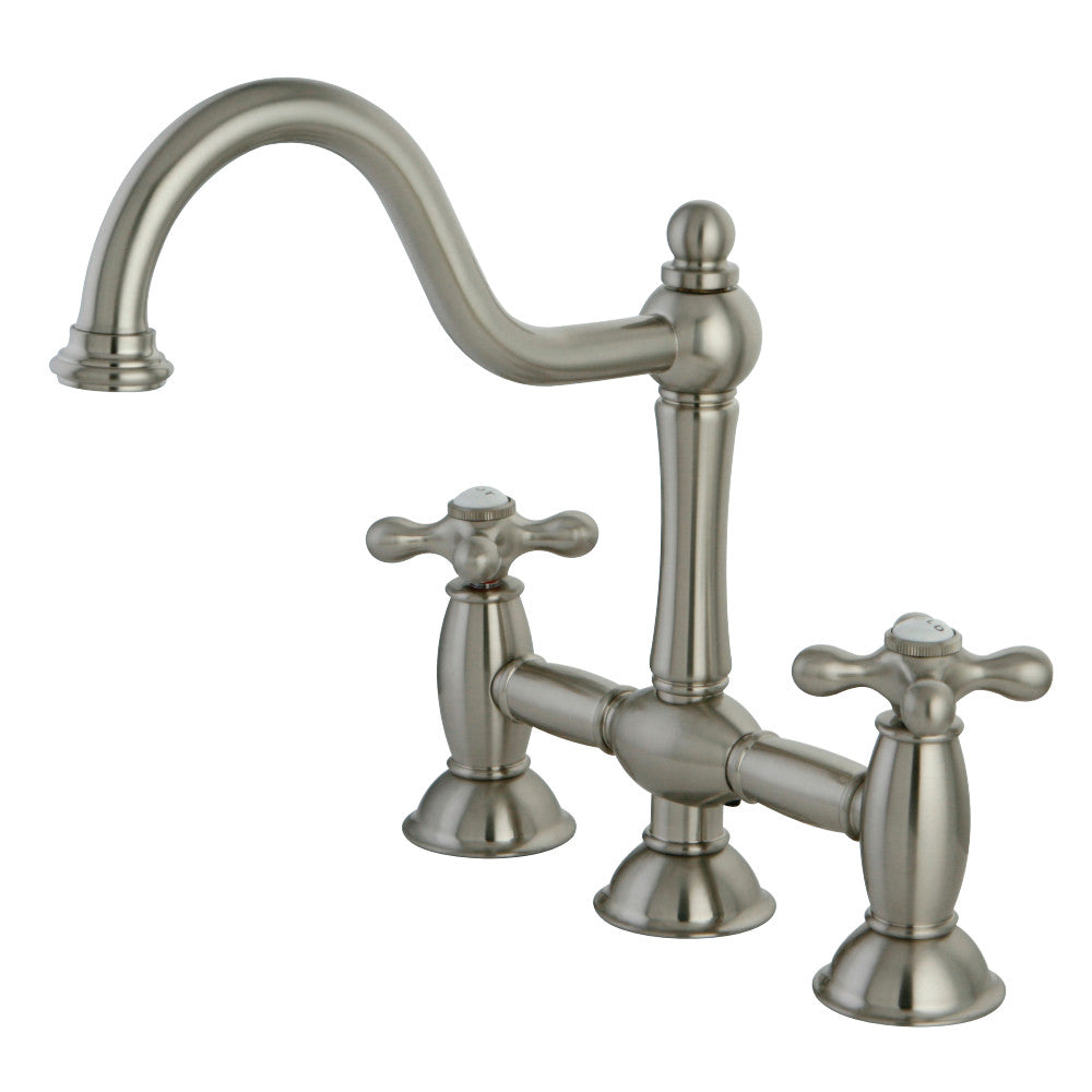 Kingston Brass KS3788AX Restoration Bridge Kitchen Faucet, Brushed Nickel - BNGBath