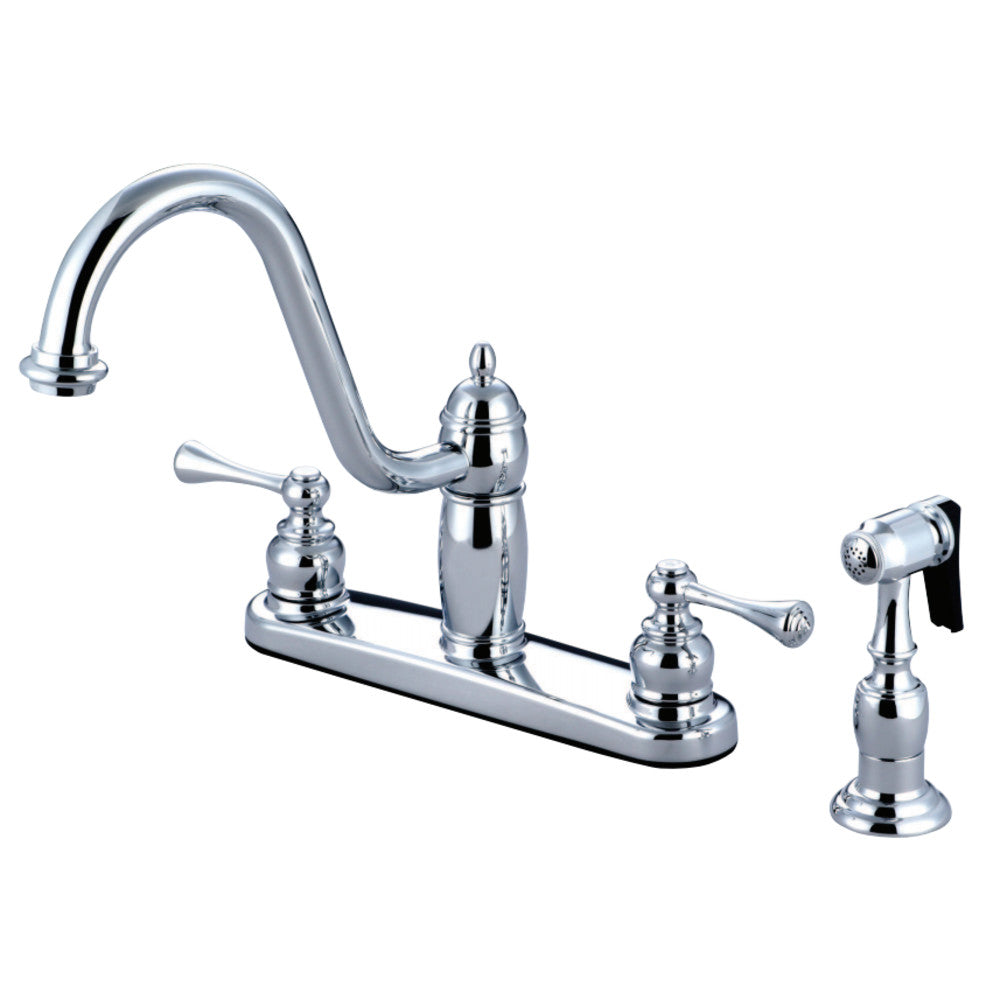 Kingston Brass KB1111BLBS Heritage Centerset Kitchen Faucet, Polished Chrome - BNGBath