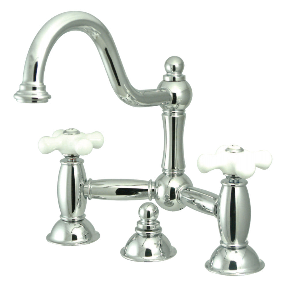 Kingston Brass KS3911PX Restoration Bathroom Bridge Faucet, Polished Chrome - BNGBath