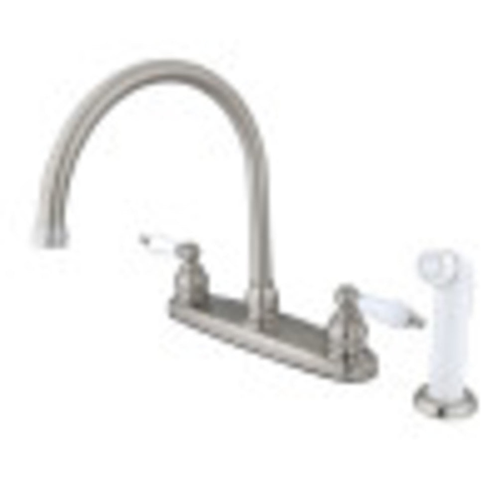 Kingston Brass KB727 Vintage Centerset Kitchen Faucet, Brushed Nickel/Polished Chrome - BNGBath