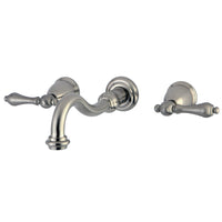 Thumbnail for Kingston Brass KS3128AL Vintage 2-Handle Wall Mount Bathroom Faucet, Brushed Nickel - BNGBath