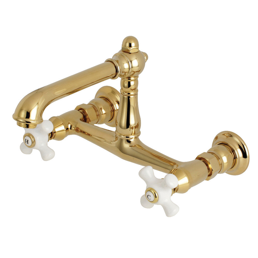 Kingston Brass KS7242PX Wall Mount Bathroom Faucet, Polished Brass - BNGBath