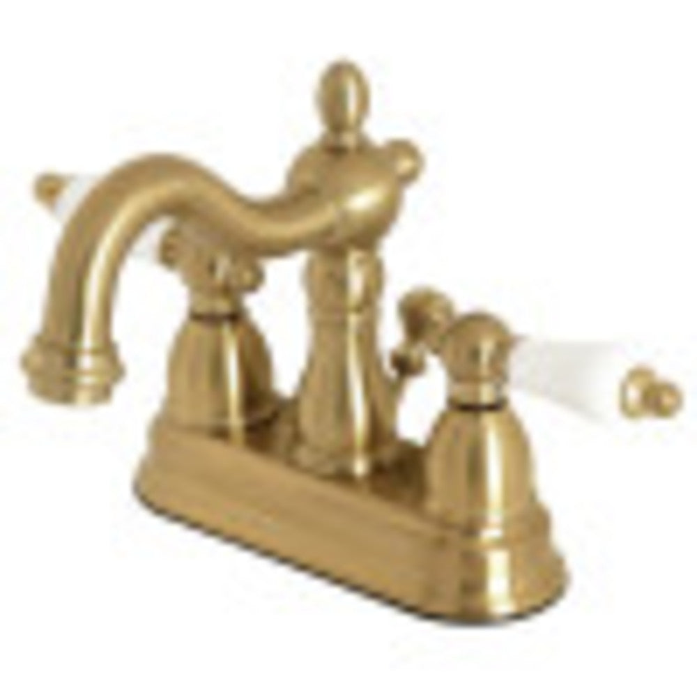 Kingston Brass KB1607PL Heritage 4 in. Centerset Bathroom Faucet, Brushed Brass - BNGBath