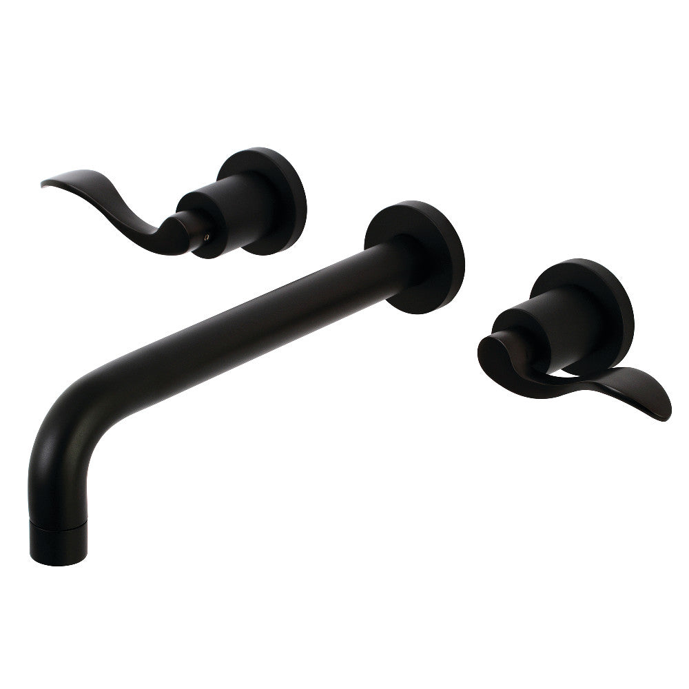 Kingston Brass KS8020DFL NuWave Two-Handle Wall Mount Tub Faucet, Matte Black - BNGBath