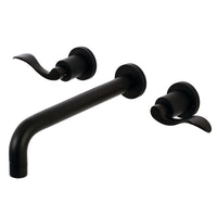 Thumbnail for Kingston Brass KS8020DFL NuWave Two-Handle Wall Mount Tub Faucet, Matte Black - BNGBath