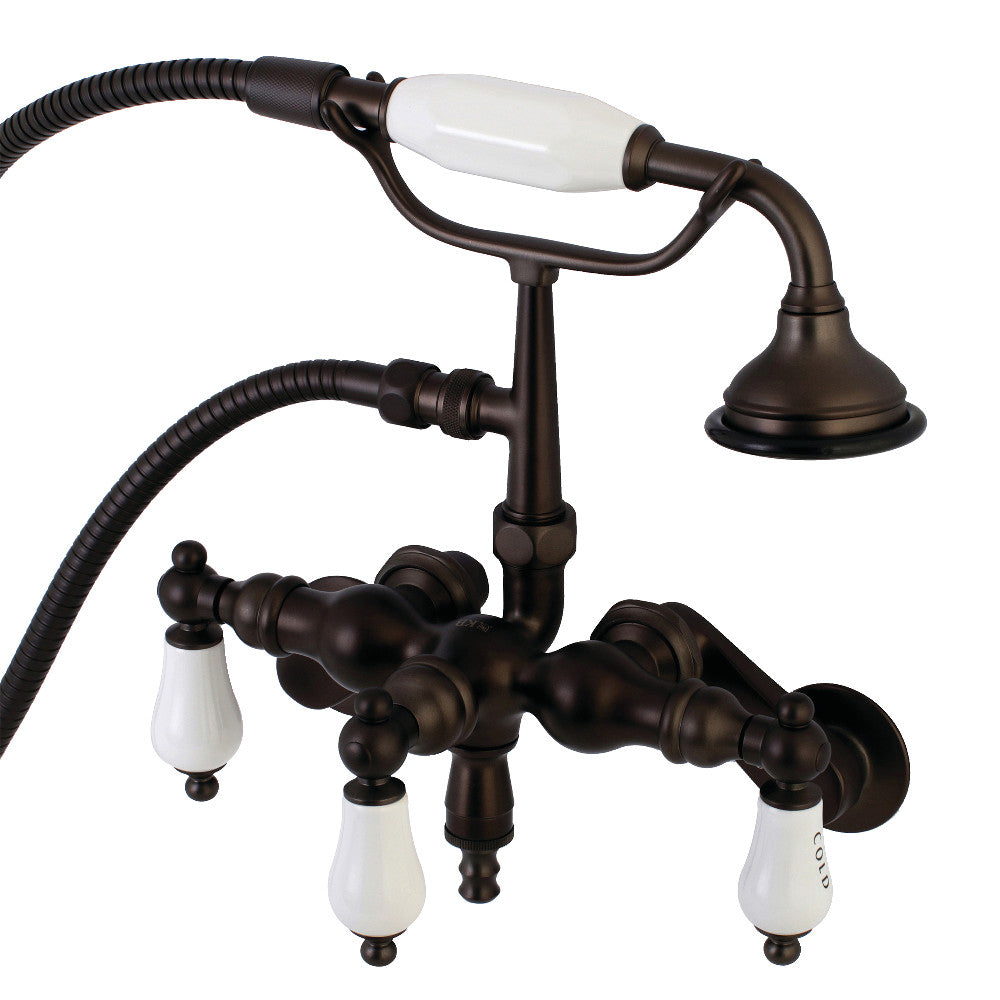 Kingston Brass AE423T5 Aqua Vintage 3-3/8 Inch Adjustable Wall Mount Clawfoot Tub Faucet with Hand Shower, Oil Rubbed Bronze - BNGBath