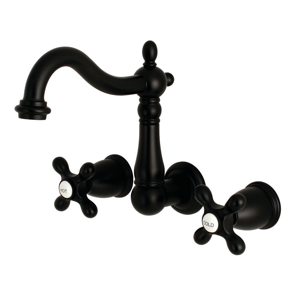 Kingston Brass KS1250AX 8-Inch Center Wall Mount Bathroom Faucet, Matte Black - BNGBath