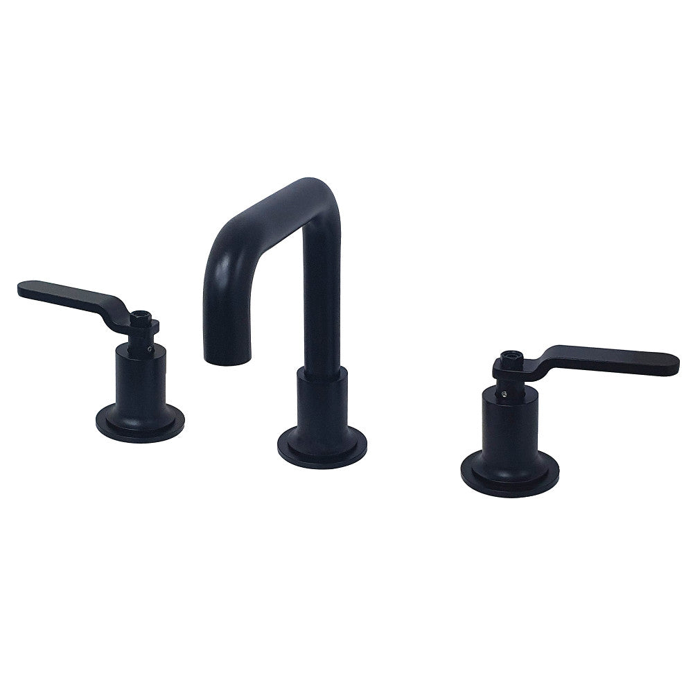 Kingston Brass KS142KLMB Whitaker Widespread Bathroom Faucet with Push Pop-Up, Matte Black - BNGBath