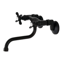 Thumbnail for Kingston Brass KS116MB Essex Two Handle Wall Mount Bathroom Faucet, Matte Black - BNGBath