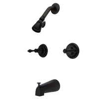 Thumbnail for Kingston Brass KB245AL Magellan Twin Handle Tub & Shower Faucet With Decor Lever Handle, Oil Rubbed Bronze - BNGBath