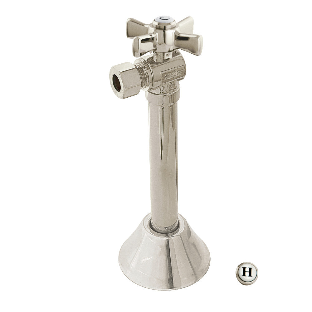 Kingston Brass CC83208ZX 1/2" Sweat X 3/8" OD Comp Angle Shut-Off Valve with 5" Extension, Brushed Nickel - BNGBath