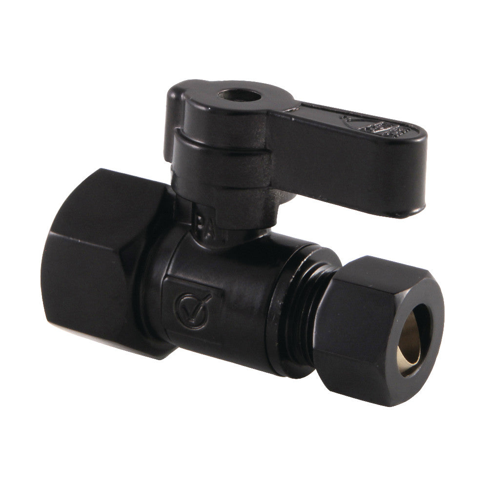 Kingston Brass KF4315MB 1/2" FIP X 3/8" OD Comp Straight Stop Valve, Matte Black - BNGBath